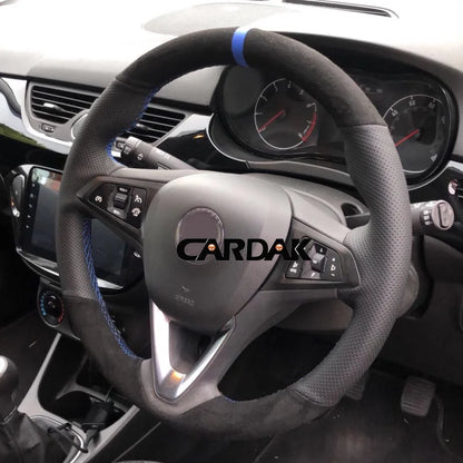 Black Suede Car Steering Wheel Cover For Opel Astra(K) Corsa(E) Crossland X Grandland X Insignia Leather Steering Wrap