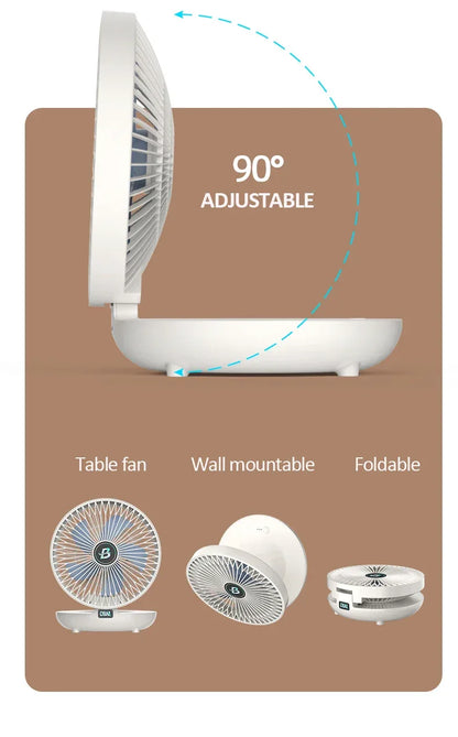 2024 Best Sellers 2IN1 Folding Desktop Fan Portable Air Conditioner Wall Mounted Fan Rechargeable With 3 Gears for Home Office