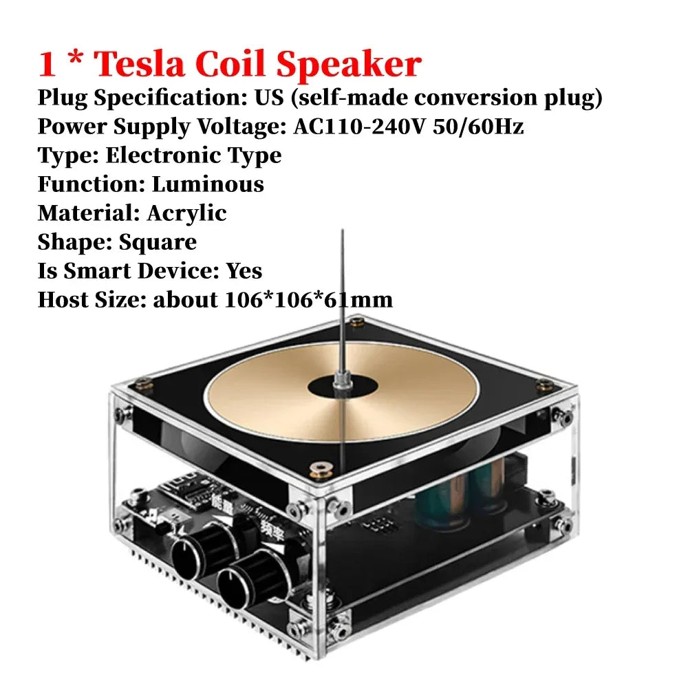 Tesla Coil Speaker Plam Music Loudspeaker Wireless Lighting High Frequency Pulse Test Apparatus for Experiment Science Education