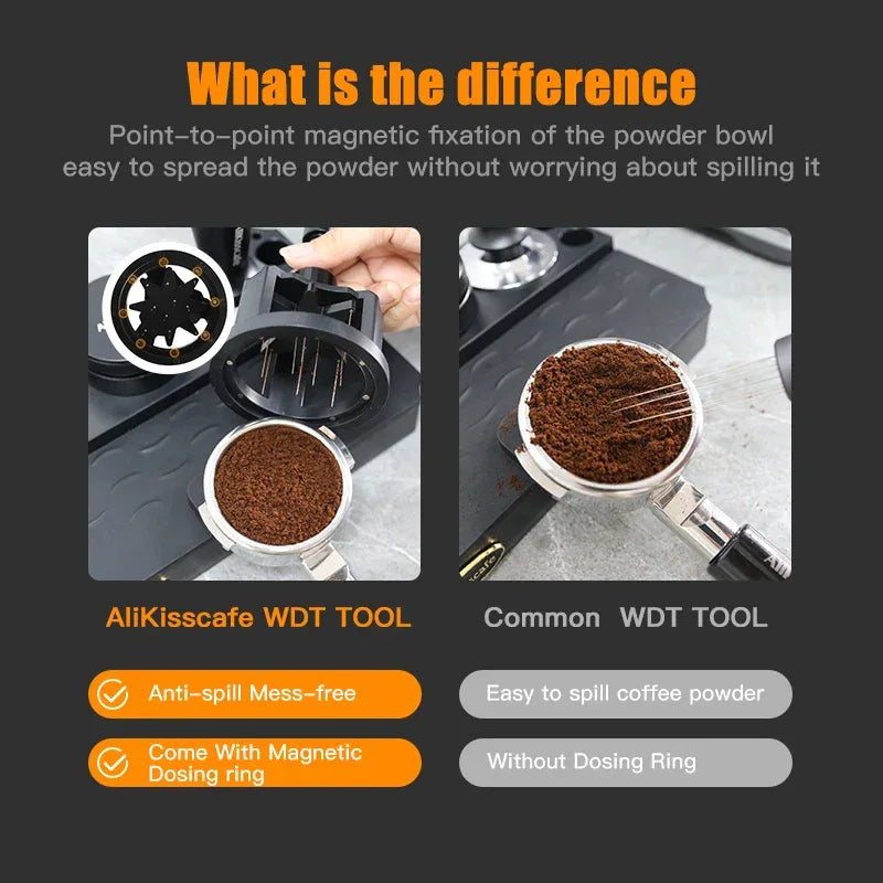 ALIKISSCAFE WDT Tools Rotary 51mm 54mm 58mm Espresso Stirrer Needle Distributor Magnetic Coffee Maker Accessories Barista Tools