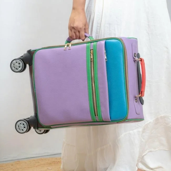 Buy Genuine Leather Multicolor Luggage Trolley With Adjustable Handle Factory Manufacturing Custom Size Available Trendy Product