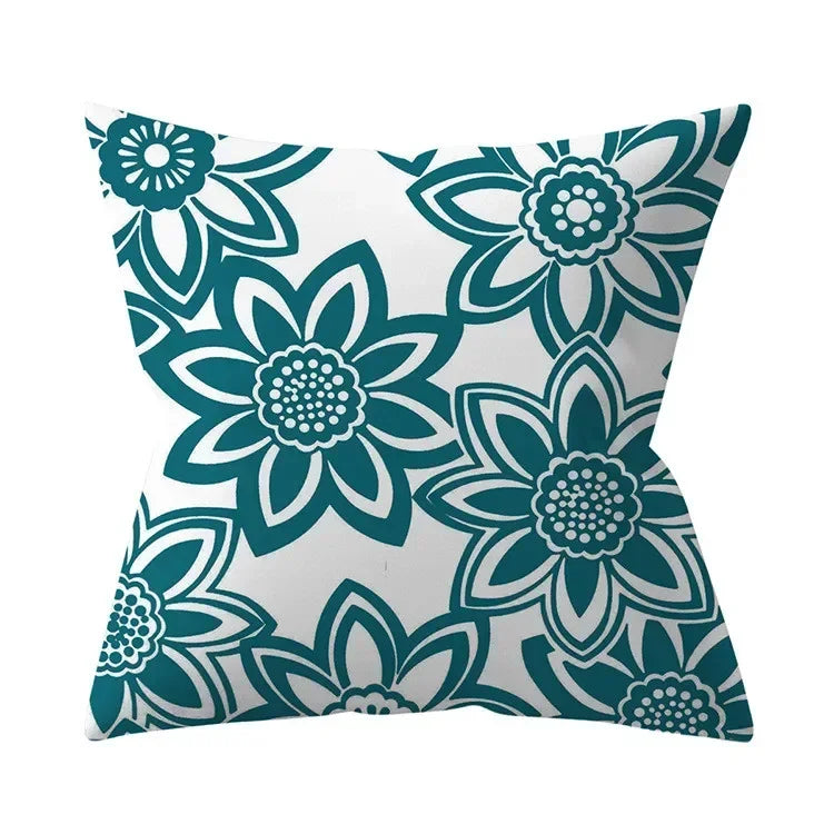Housse de coussin bleu turquoise, coussins décoratifs pour canapé, housses de coussin géométriques en polyester, 45 x 45 cm, coussins décoratifs, taies d'oreiller simples