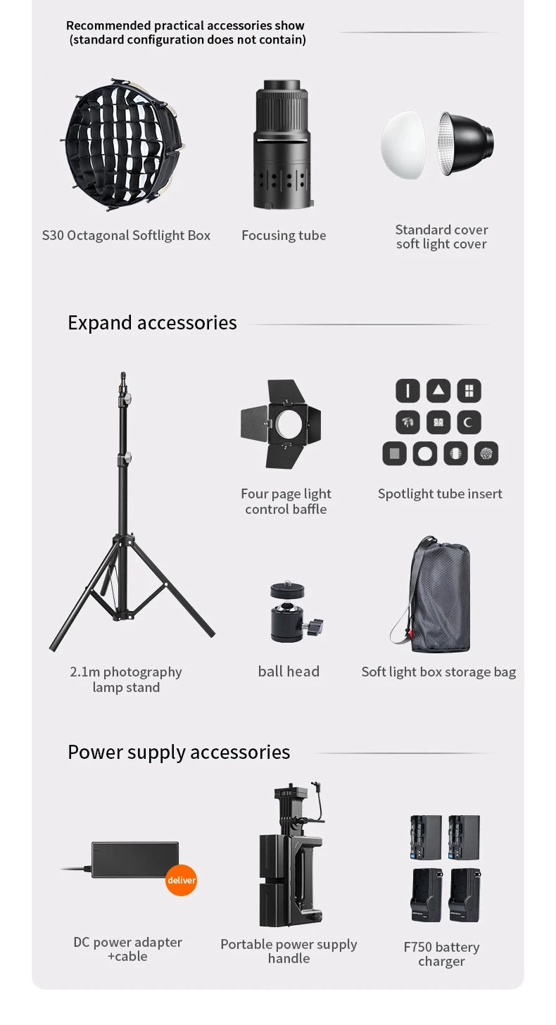 ZU80 COB camera light 80W LED fill light 2500K~6500K dual-color mini Bowens portable outdoor live lighting CRI≥96 TLCI≥97