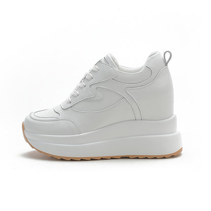 Fujin 10cm 4 inch Platform Wedge Sneakers Chunky Shoes Genuine Leather for Women Summer Shoes Autumn Walking Sneakers Fashion