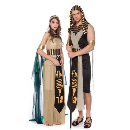 Robe Cosplay pour Couple, Costume de fête de carnaval antique égyptien, paon cléopatra, Halloween, médiéval, King, Queen, déesse