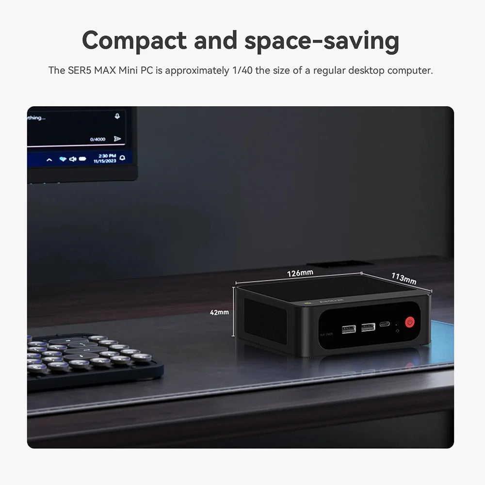 Beelink Mini PC SER5 Max AMD R7 6800U 7735HS R5 5500U R3 3200U 16G 500G NVME Windows Type-C Triple Screen Gamer Mini Computer
