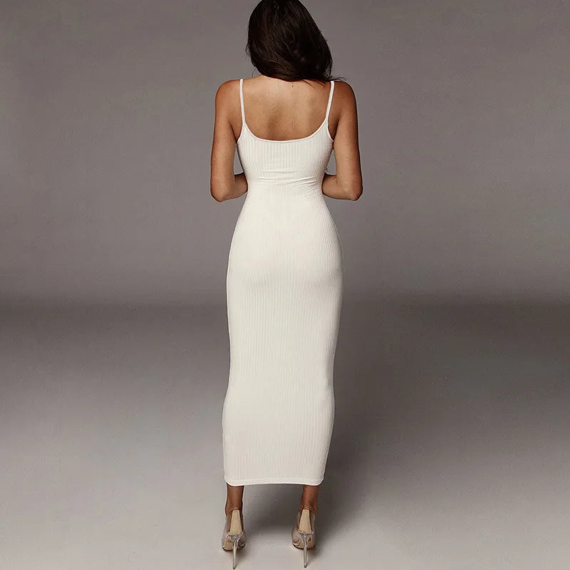 Fashion Sexy Skinny Kint Dress Backless Evening Maxi Dress Women Party Club Ladies Bodycon Peach Slim Hip Elegant Long Dresses