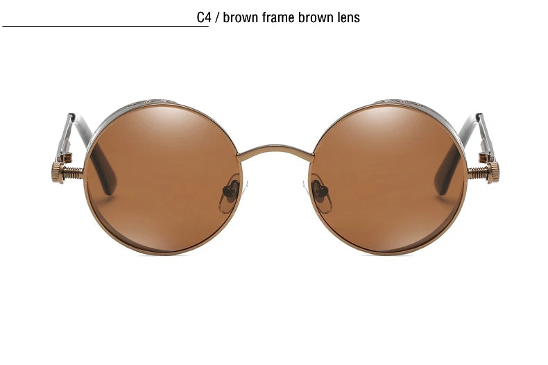 Metal Steam Punk Style Sun Glasses Steampunk Fashion Men Retro Round Sunglasses