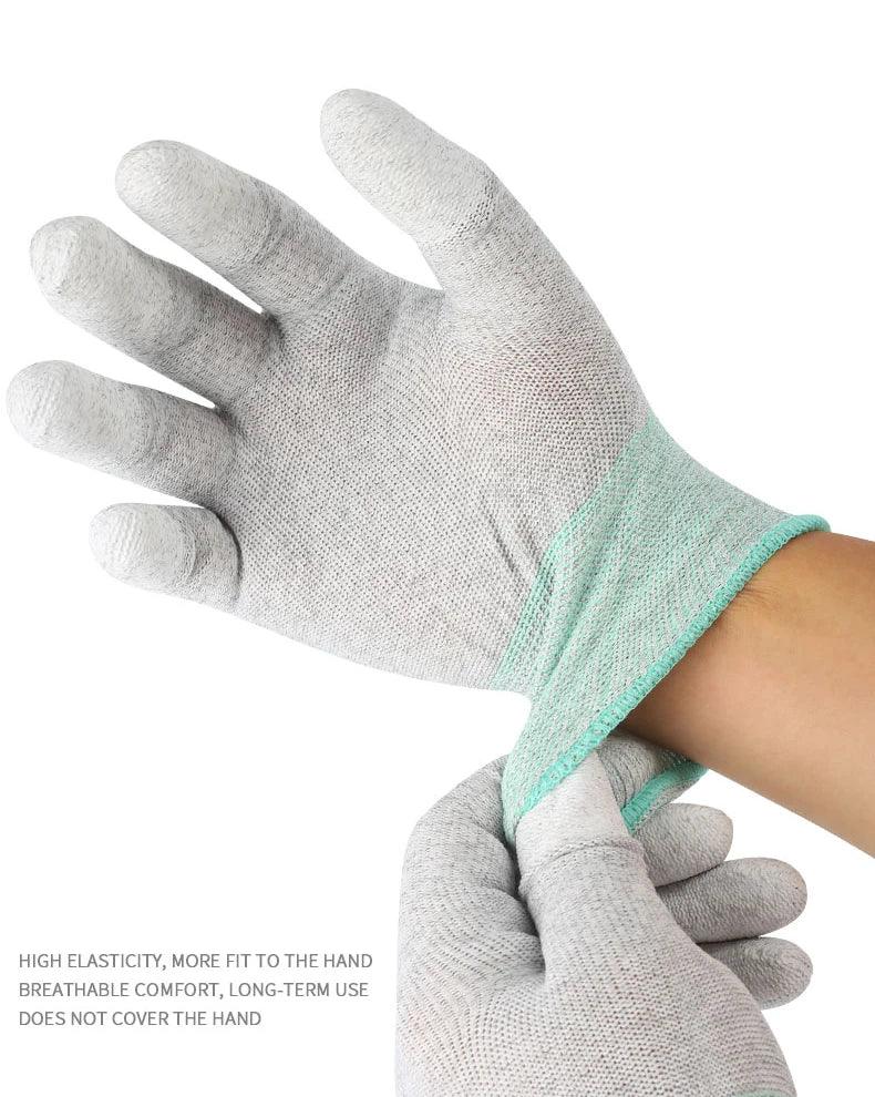 MECHANIC AS-02 Anti-static Gloves PU Coating Fibre Non-Slip Electricity Proof For Electronic Work Protective Gloves L/M size