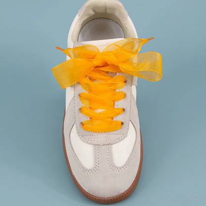 1 PAIRS Fashion Shoe Laces Silk Satin Ribbon Shoelaces Soft Casual Flat Shoestrings for Sneaker 2.5CM Wide&more choices of color