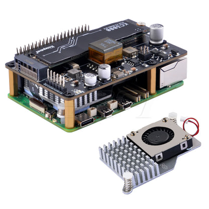 52Pi M.2 NVME M-key & PoE+ Hat & Active Cooler Kit For Raspberry Pi 5 Support SSD: 2230/2242/2260/2280