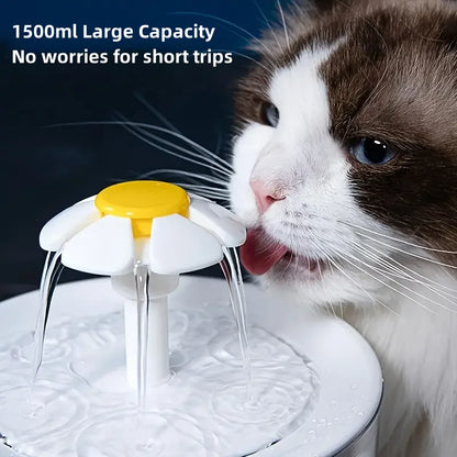 Cat Water Fountain, 1.2L Recirculating Pet Water Dispenser, USB Powered, Silent, with Filter Foam for Cats and Small Dogs