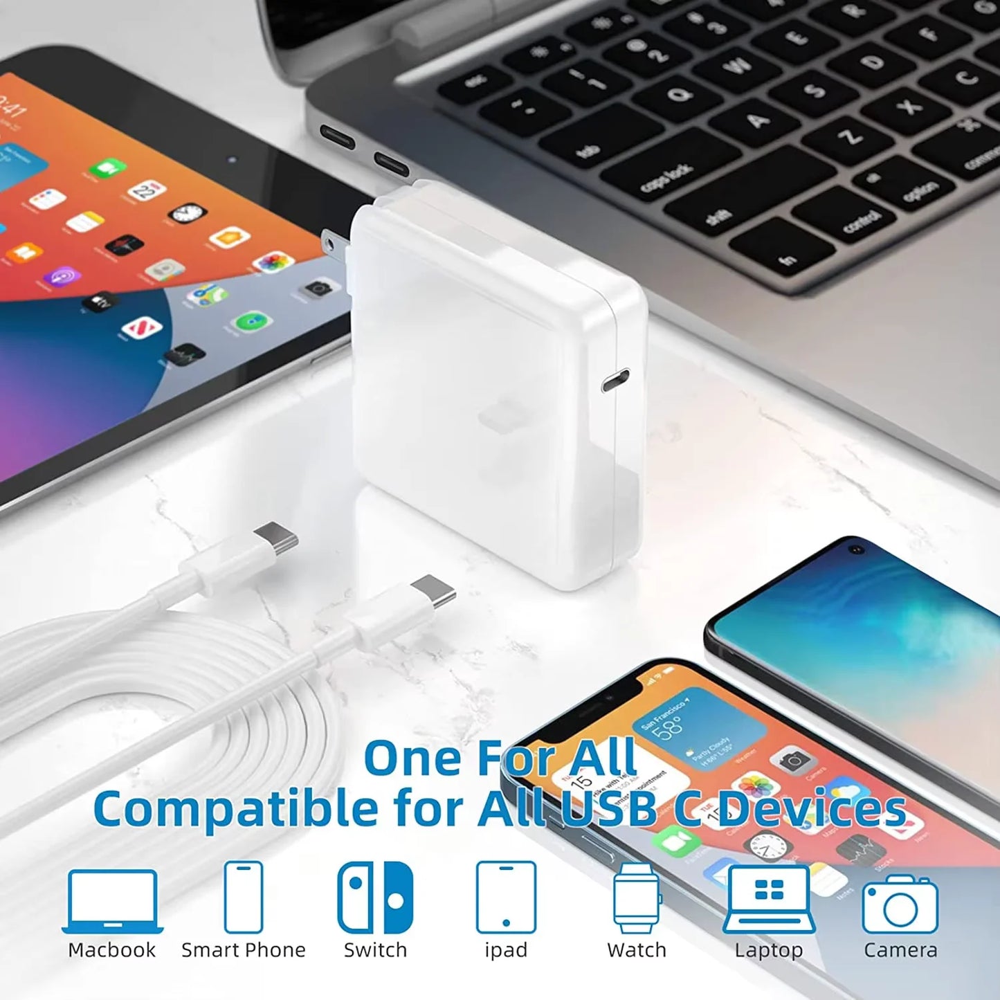 45W Mag2 T Power Adapter – Magsaf*2 T Magnetic Charger for MacBook Air/Pro (A1466)