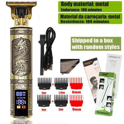 OHS T9 Vintage Electric Hairdresser Oil Shaving Head Pusher Carving Clipper Hair Cutting Machine Precision Trimmer for Men Care