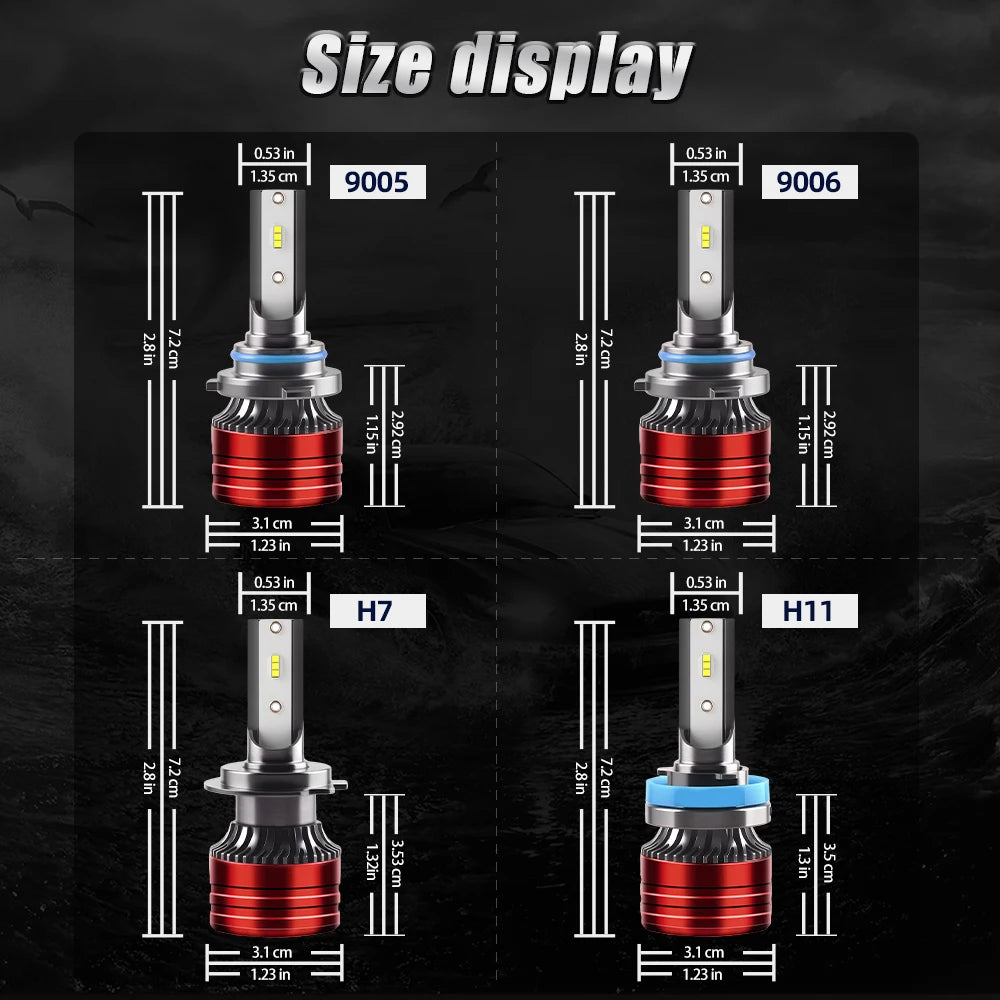 H11 LED Headlight Canbus 50000LM Light Bulbs With Fan Turbo Lamp 6500k Auto LED H7 H8 H9 9005/HB3 Light Fog Lamp Plug&Play