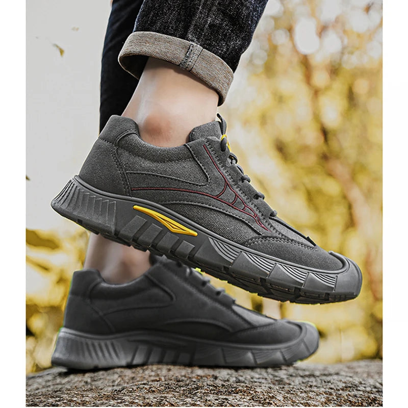 Oulylan Men's Lightweight Safety Shoes Breathable Low-Top Work Shoes Outdoor Fashionable Wear-Resistant Labor Protection Shoes