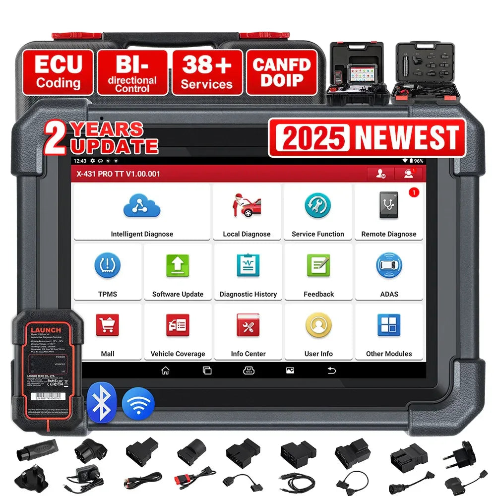 LAUNCH X431 PRO TT Car Diagnostic Tool OBD2 Scanner Full Systems ECU Coding Active Test VAG Guided DBScar VII ADAS Calibration