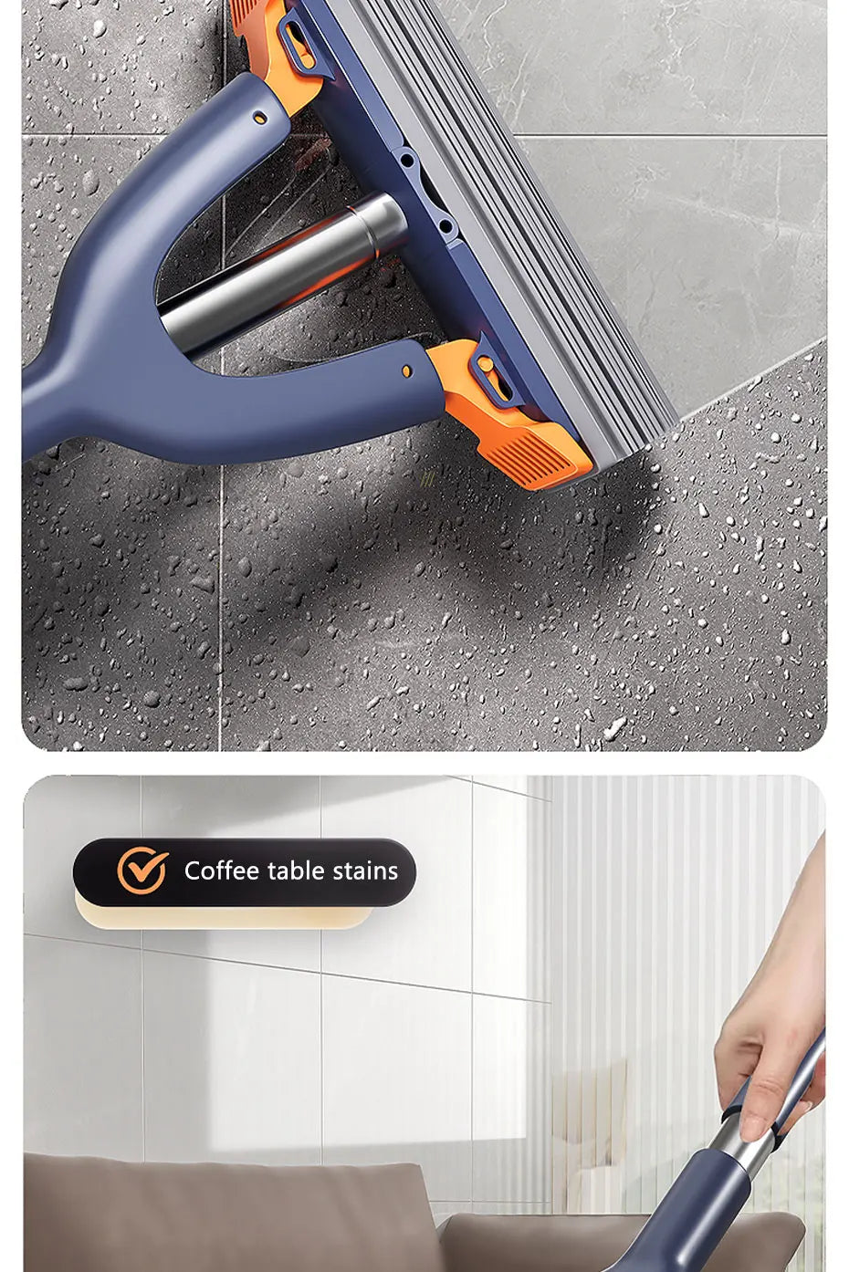 Mini Mop Self Squeeze Mop Powerful Folding Household Clean Tools No Hand Wash Strong Absorbent Mop for Bathroom Kitchen Desktop