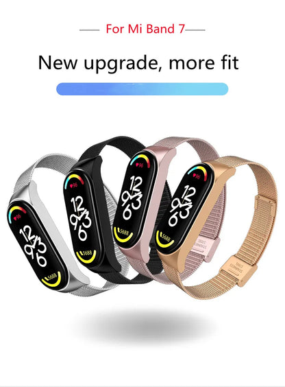 Metal Strap bracelet for Xiaomi mi band 7 6 5 3 4 strap Stainless Steel MiBand 4 Smart Wrist Strap for xiao mi miband 4 3 straps