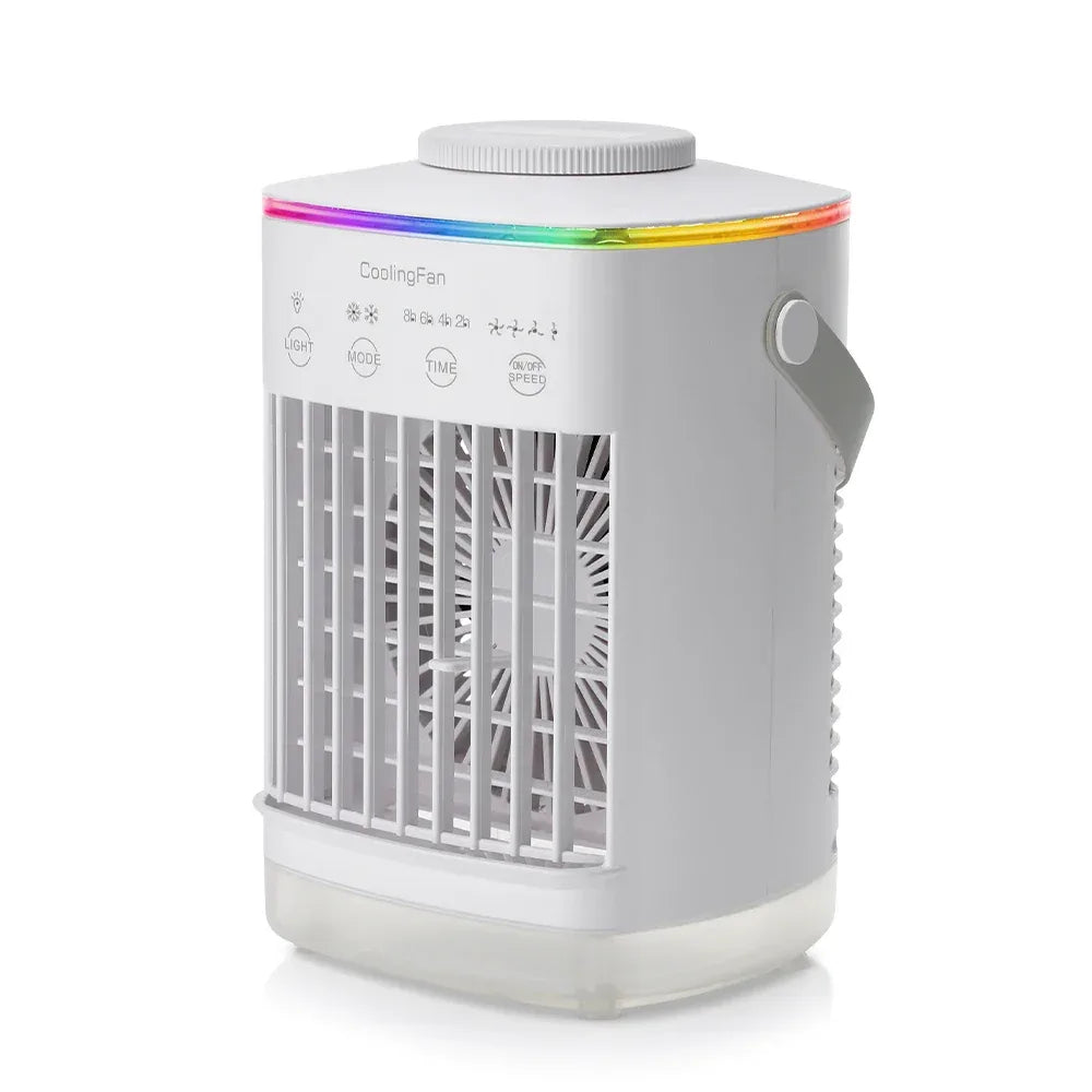 3 In 1 Portable Cooling Fan Desktop Humidifier 4 Gears Air Conditioners With Night Light Water Mist For Home Office Use