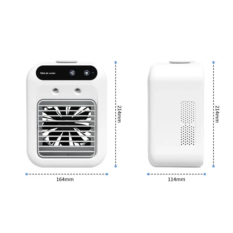 Mini Air Cooler Fan Portable Desktop Cooling Fan with Spray Humidification 2 Wind Speeds Rechargeable for Home Office Cooling