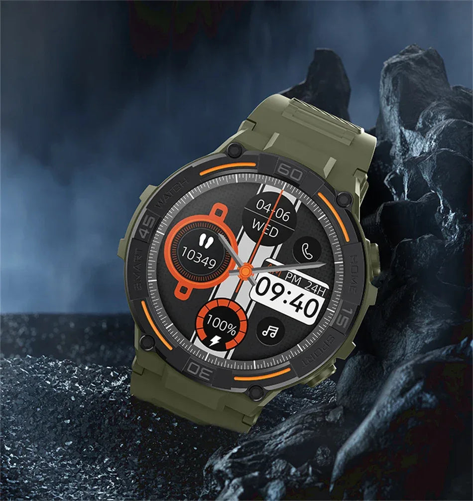 2025 New Sport Smart Watch Men 360*360 HD Screen Flashlight Health Monitoring IP68 Waterproof Heart Rate BT Call Smartwatch Man