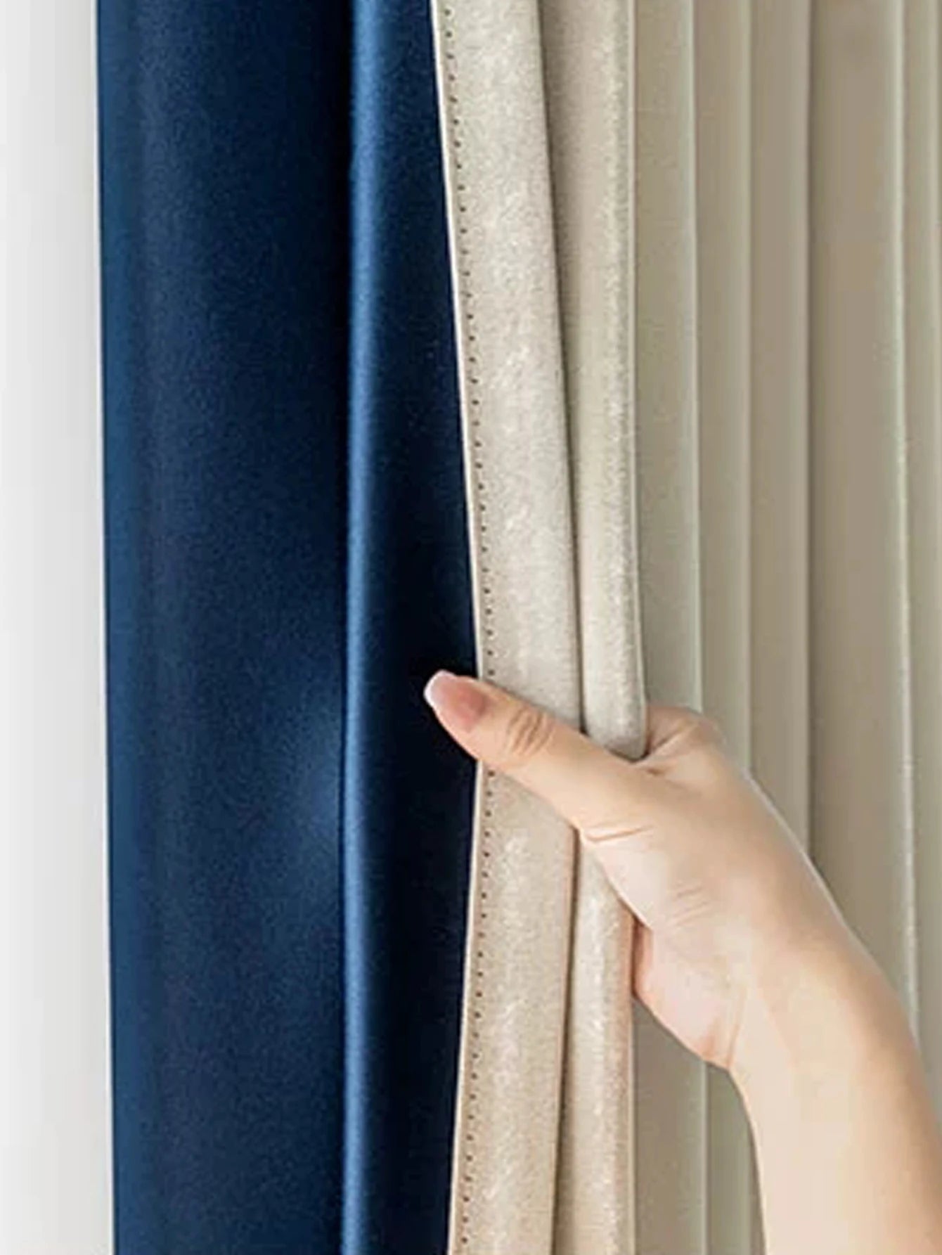 1PC Modern Simple Pure Pigment Color Beige High Blackout Curtain Living Room Study Available