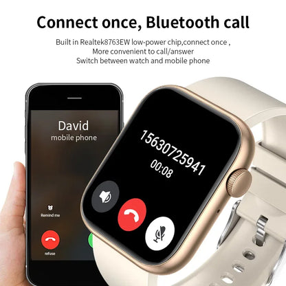 LIGE New Women Smart Watch 1.85 Full Touch Bluetooth Call Smart Wristwatch Body Temperature Watch Sports Bracelet Men Smartwatch