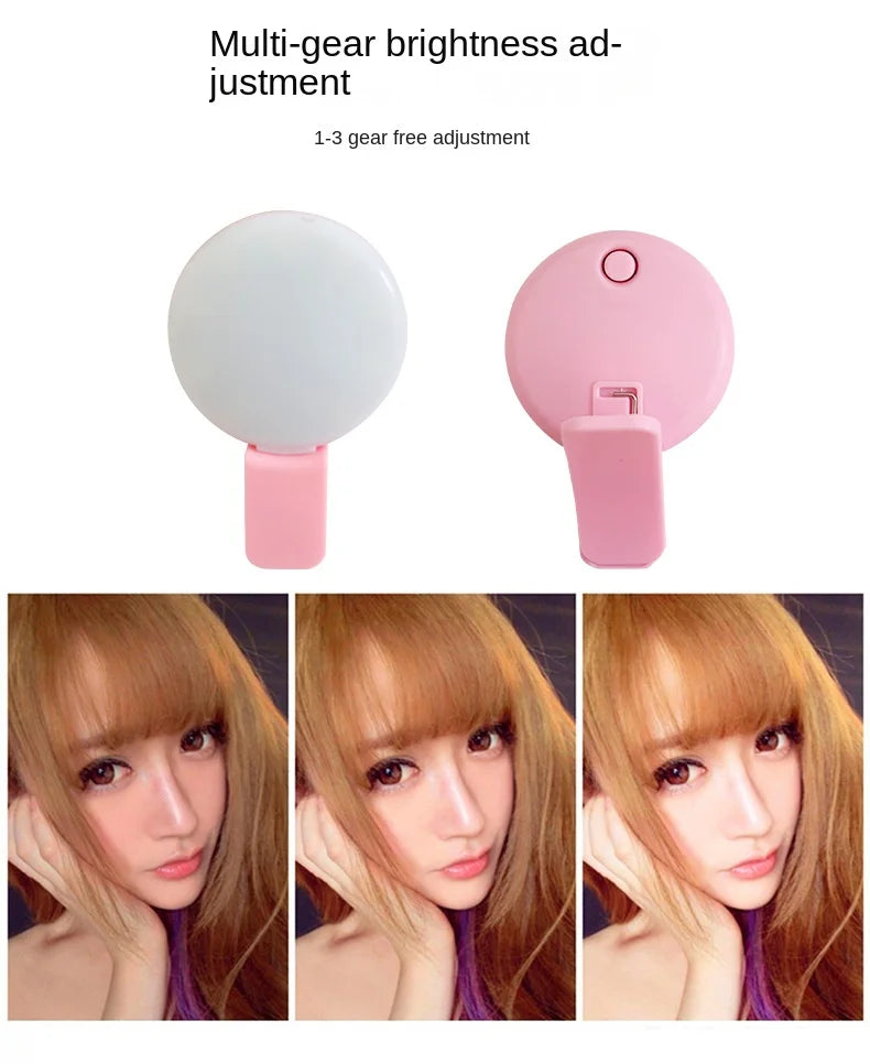 Mini Selfie Ring Light LED Flash Phone Lens Light USB Rechargeable Clip Mobile Phone Fill Lamp Women Selfie Lights