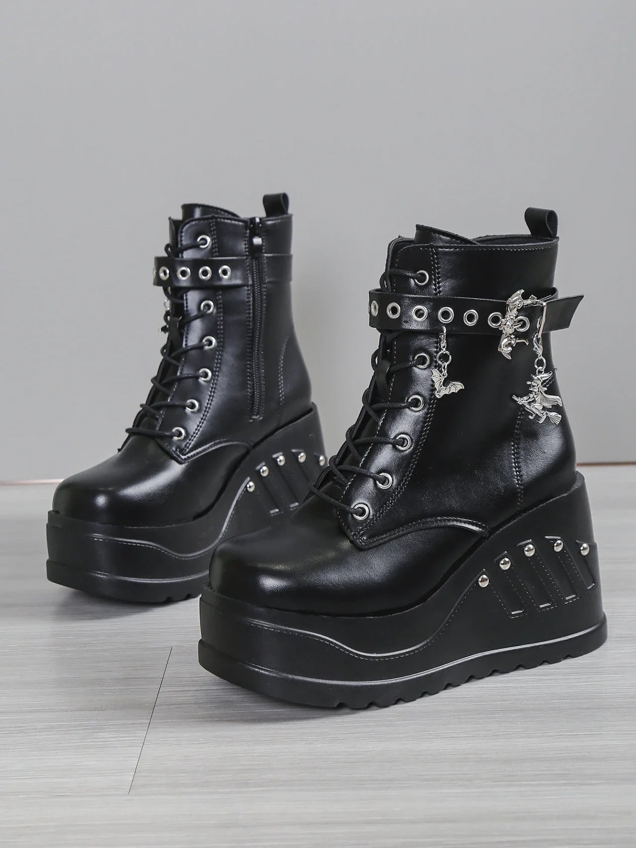 2024 New Boots for Women Fashion Hot Sale Punk Goth Platform Heels Wedge Women's Boots Casual Goth Punk Size 43 Women's Shoes