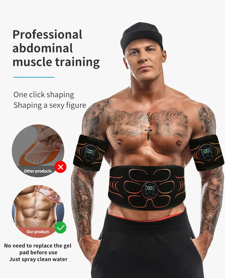 Abdominal Toning Belt EMS Muscle Stimulator Abs Trainer Muscle Toner USB Charge Body Shaping Lose Weight Fat Burn Fitness Unisex