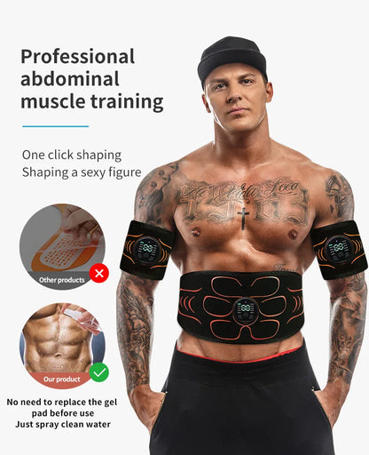 Abdominal Toning Belt EMS Muscle Stimulator Abs Trainer Muscle Toner USB Charge Body Shaping Lose Weight Fat Burn Fitness Unisex