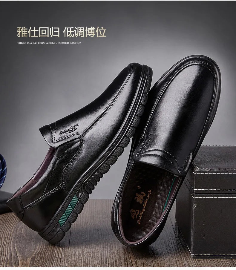 Men's PU Leather Shoes Formal Dress Loafers Large Size Casual Soft Mens Business Comfortable Non-slip Driving Shoes