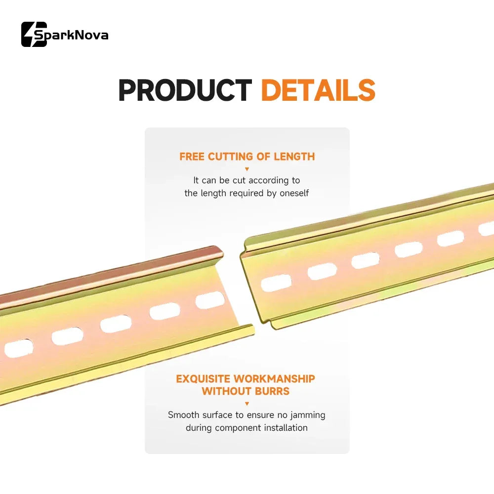 Universal Type DIN Rail 1mm Thickness 10-50cm Length for C45 Circuit Breaker Terminal Blocks Relay AC Contactor Guide Rails