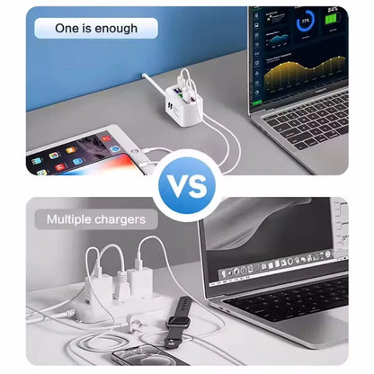 Fast USB Charger 6 in 1 Power Strip Desktop Charging Station Fast Charging 1m Cord USB HUB Adapter Socket for iPhone 16 15 Home