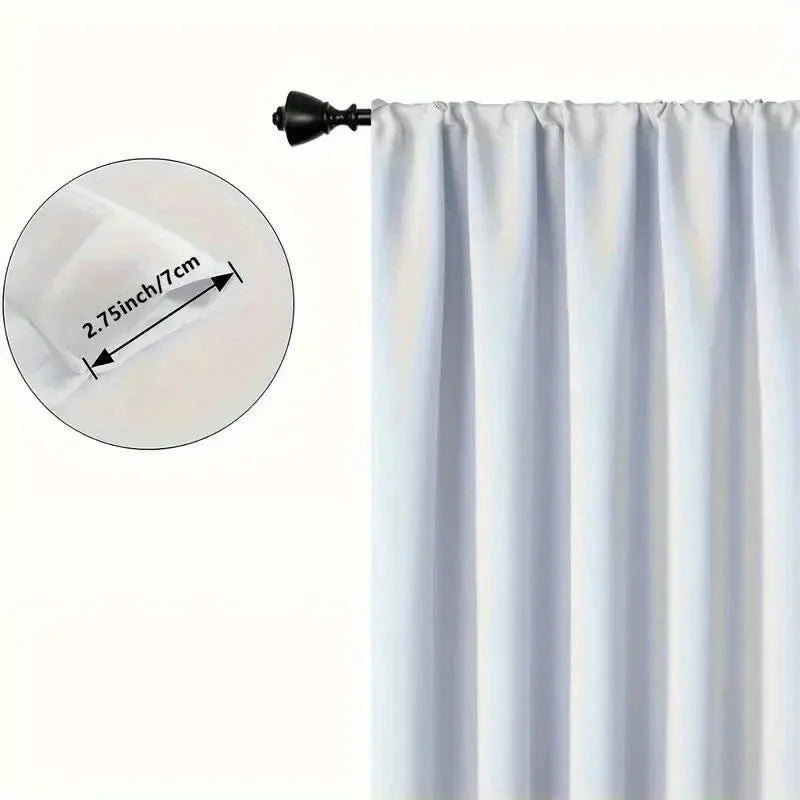 2pcs Blackout Curtain Set, Oriental Ink Landscape Design, Rod Pocket Polyester Panels, Contemporary Style, Machine Washable for