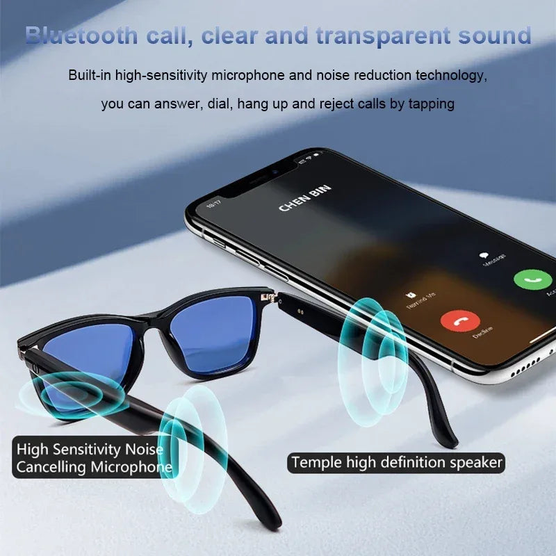CLLOIO Bluetooth Smart Prescription Glasses Magnet Clip On Polarized Myopia Eyewear Anti Blue Light Progressive Reading Glasses