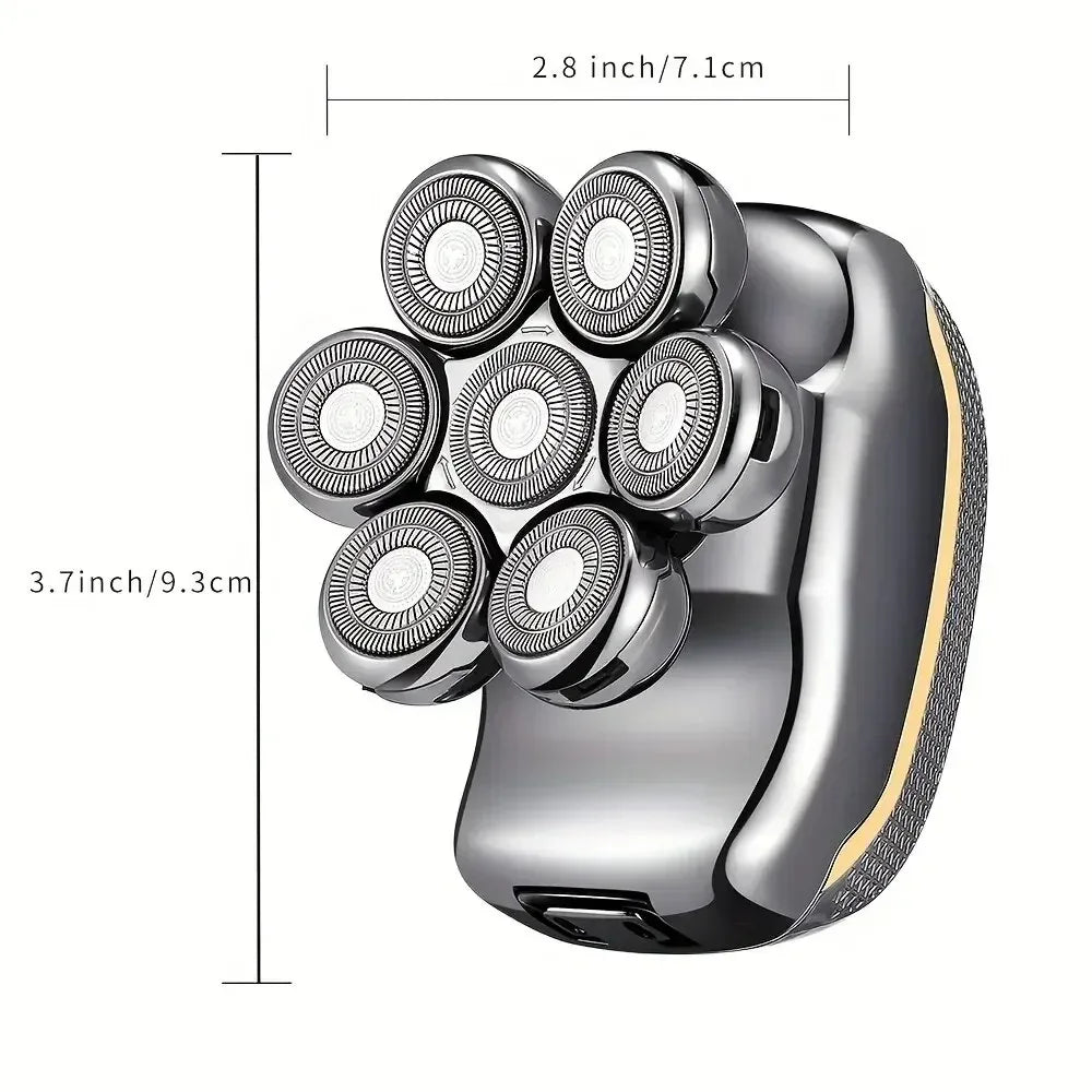 Men's Electric Head Shaver Razor Rechargeable Cordless Hair Shaving Razors for Bald Man 6 in 1 Waterproof Wet Dry Beard Trimmer