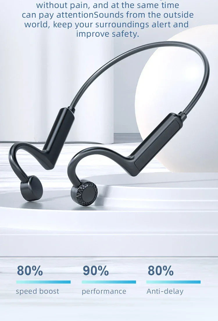 KS-19 Bone Conduction Headphones Bluetooth V5.1 Wireless Headset Sports Neckband Earphones Ear Hook For Workouts Running Driving