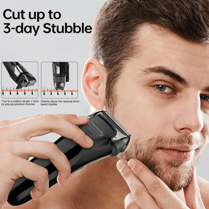 Electric Razor for Men, Wet & Dry Foil Shaver with 3-Blade & Edge Shaving Area, 7500 RPM High Speed Motor, Digital Power Display