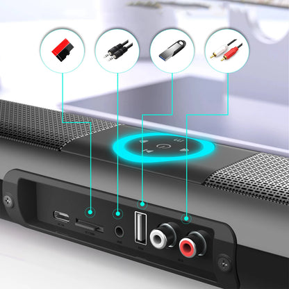 HOMEFISH BS-20  RGB Ambient Light Bluetooth Speaker 6 EQ Sound Effects 4 Speakers Supports TF, USB, AUX, RCA, Bluetooth, FM