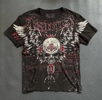 Y2K Xtreme T Shirt Man's Clothing Skeleton Printing Tops Harajuku Fashion Trend Baggy Men And Women Short Sleeves