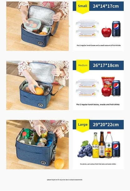 Portable Lunch Bag Food Thermal Box Waterproof Office Cooler Lunchbox With Shoulder Strap Insulated Case Essential for picnics