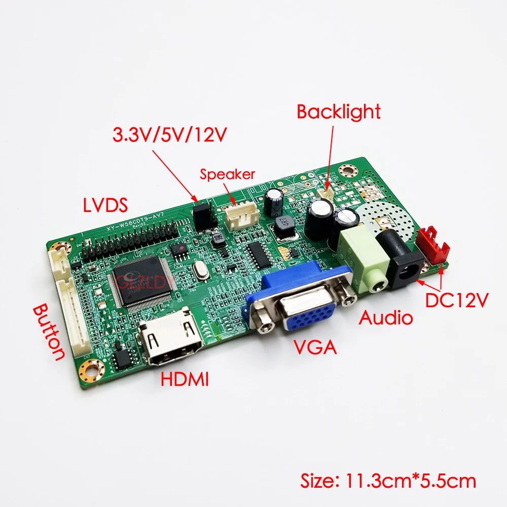 For AUO G156XW01 G185XW01 G156XTN01.0 1366x768 Controller Board HDMI+VGA To LVDS LED Screen Laptop DIY display Driver Board Kit