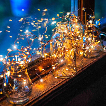 100/2M Outdoor LED String Lights Garland Waterproof Fairy Light Christmas Wedding Party Holiday Gardening Decoration USB/Battery