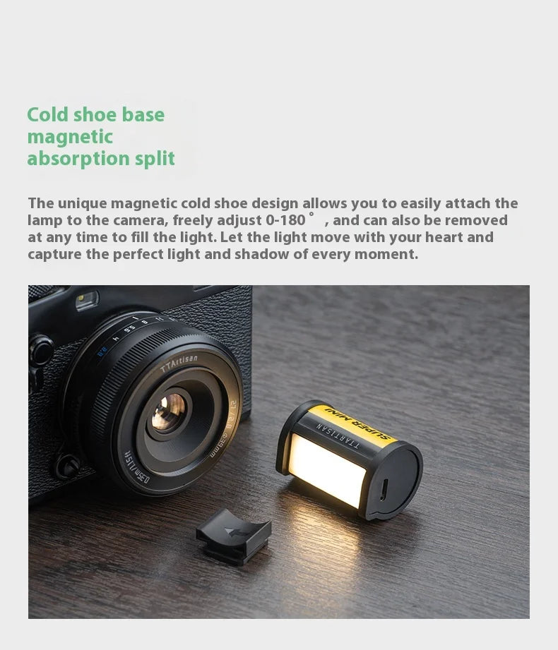 TTARTISAN RGB BI Fill Light Video Light Magnetic Mount Reteo Film Style Mini LED Light 0.5W 3000/4500/6000K CRI 95+ 300mAh TT