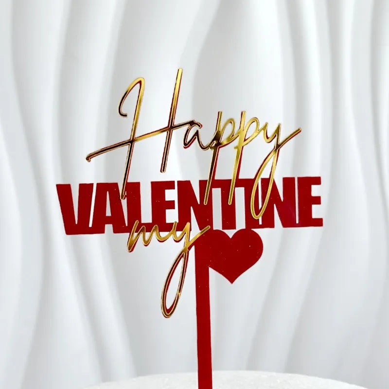 INS 14 Style Happy Valentine's Day Acrylic Cake Toppers Red Love Valentine's Day Cake Topper for  Valentine's Day Party Gifts