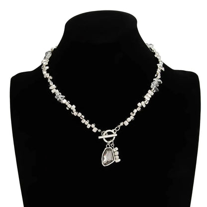 Salircon Irregular Beads Choker Necklace Women Fashion Elegant Black Acrylic Rhinestone Pendant Neck Wedding Party Jewelry Gifts