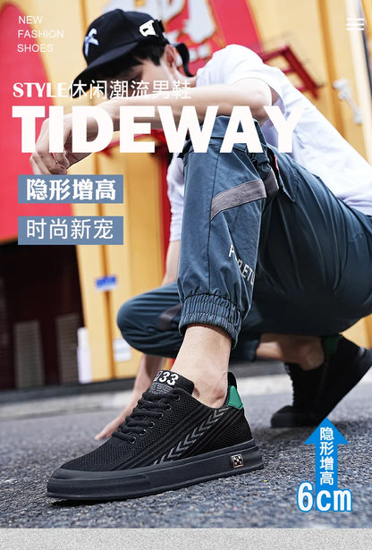 Plus Size 46 Men Sneakers Elevator Shoes Summer Mesh Breathable Heightening Shoes Man Invisiable Increased 6CM Taller Shoes