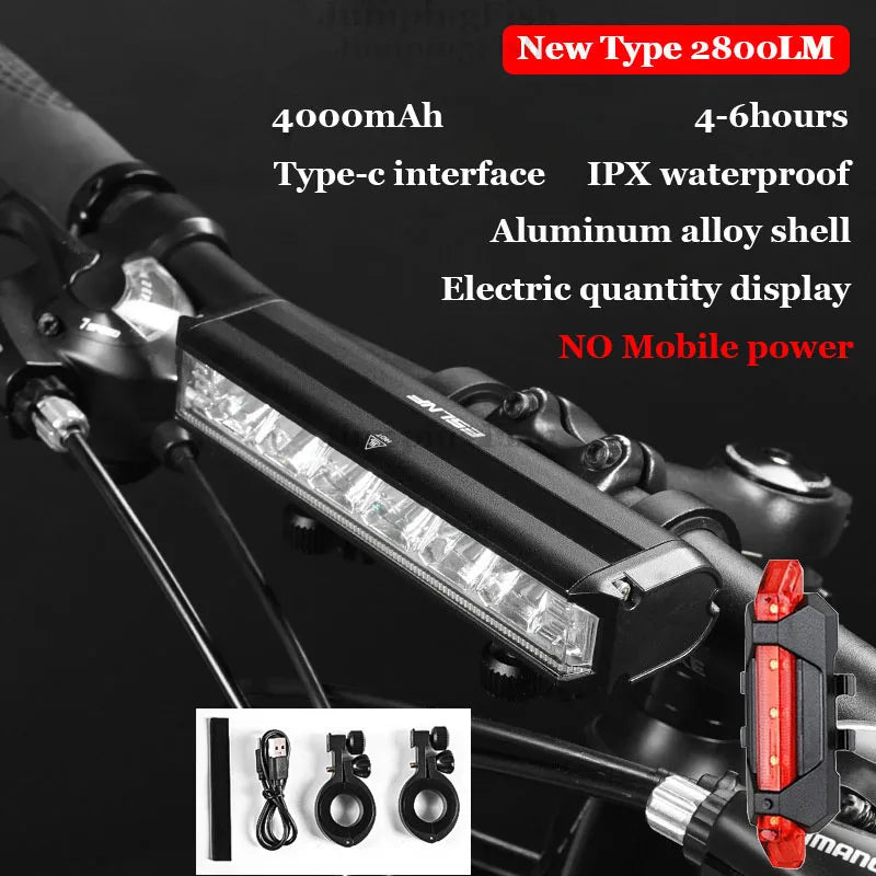 Bicycle Light Front 5200LM LED Light for Bicycle 8000mAh Mountain Cycle Headlight Lamp MTB Bike Light USB Flashlight Super Brigh